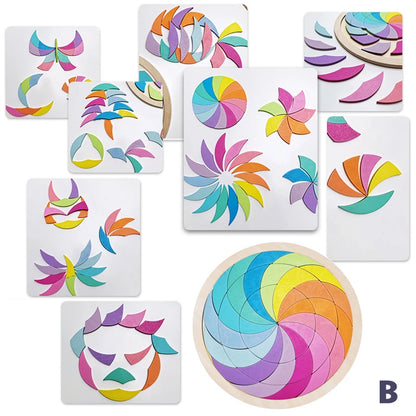 Houten Regenboog Mandala - Montessori Puzzel voor eindeloos puzzelplezier