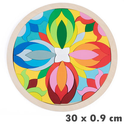 Houten Regenboog Mandala - Montessori Puzzel voor eindeloos puzzelplezier
