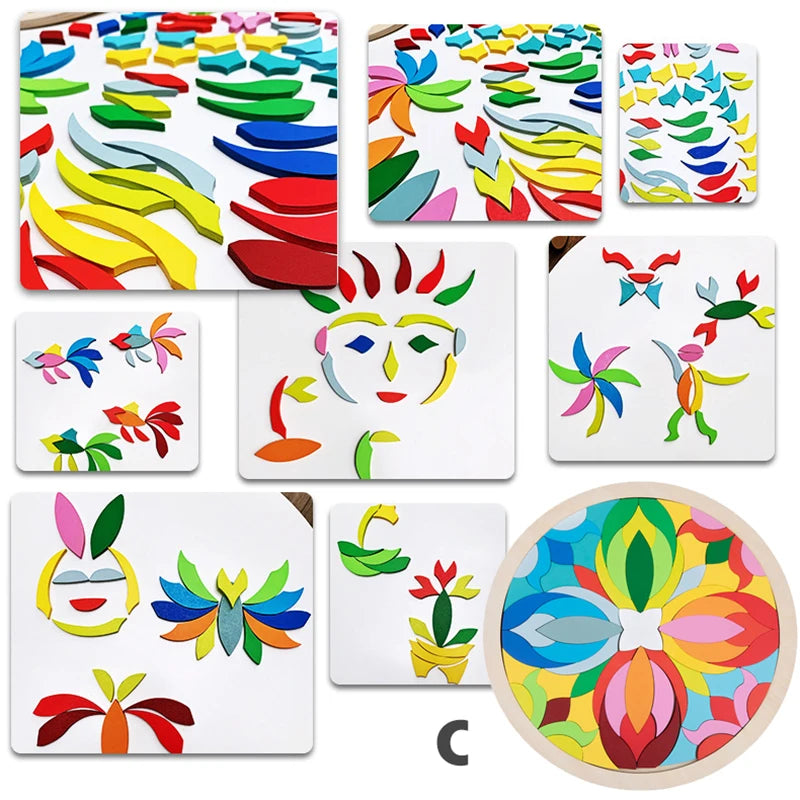 Houten Regenboog Mandala - Montessori Puzzel voor eindeloos puzzelplezier