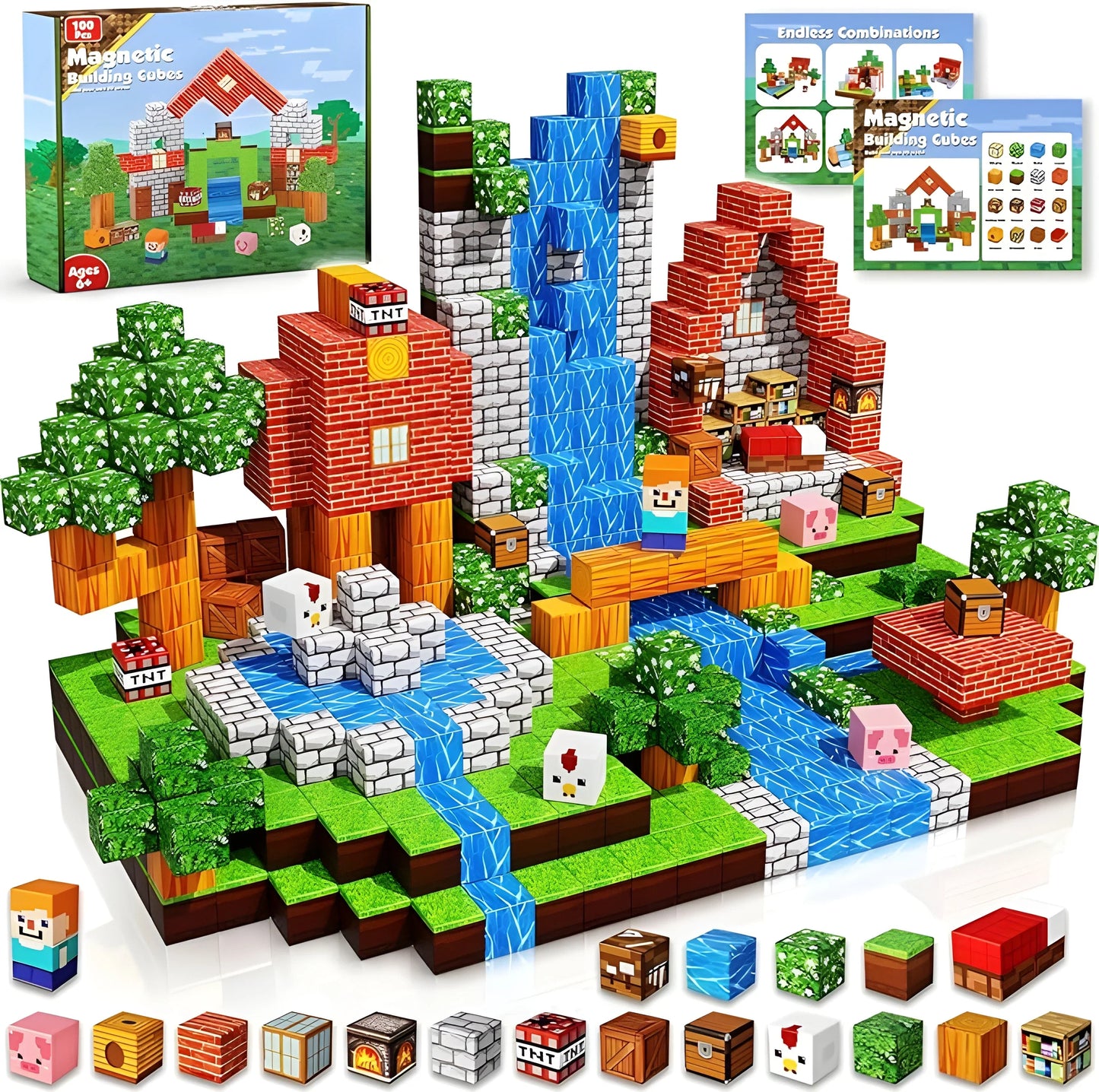 Minecraft Magnetische Bouw Blokken 100 Stuks - Verbeterde Versie