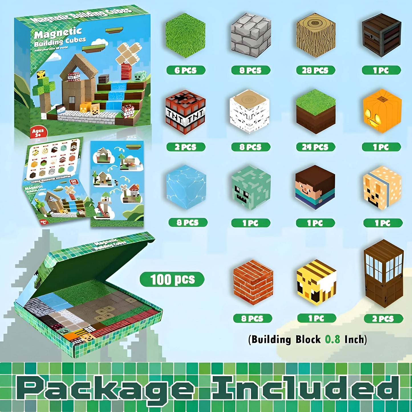 Minecraft Magnetische Bouw Blokken 100 Stuks - Verbeterde Versie