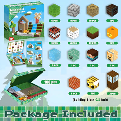 Minecraft Magnetische Bouw Blokken 100 Stuks - Verbeterde Versie